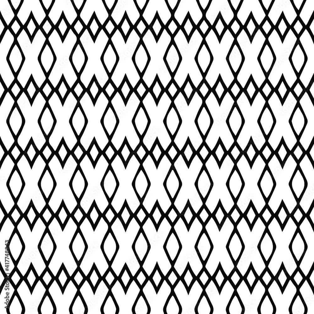 Fototapeta premium Geometric vector pattern with triangular elements. Seamless abstract ornament for wallpapers and backgrounds. Black and white patterns.. 