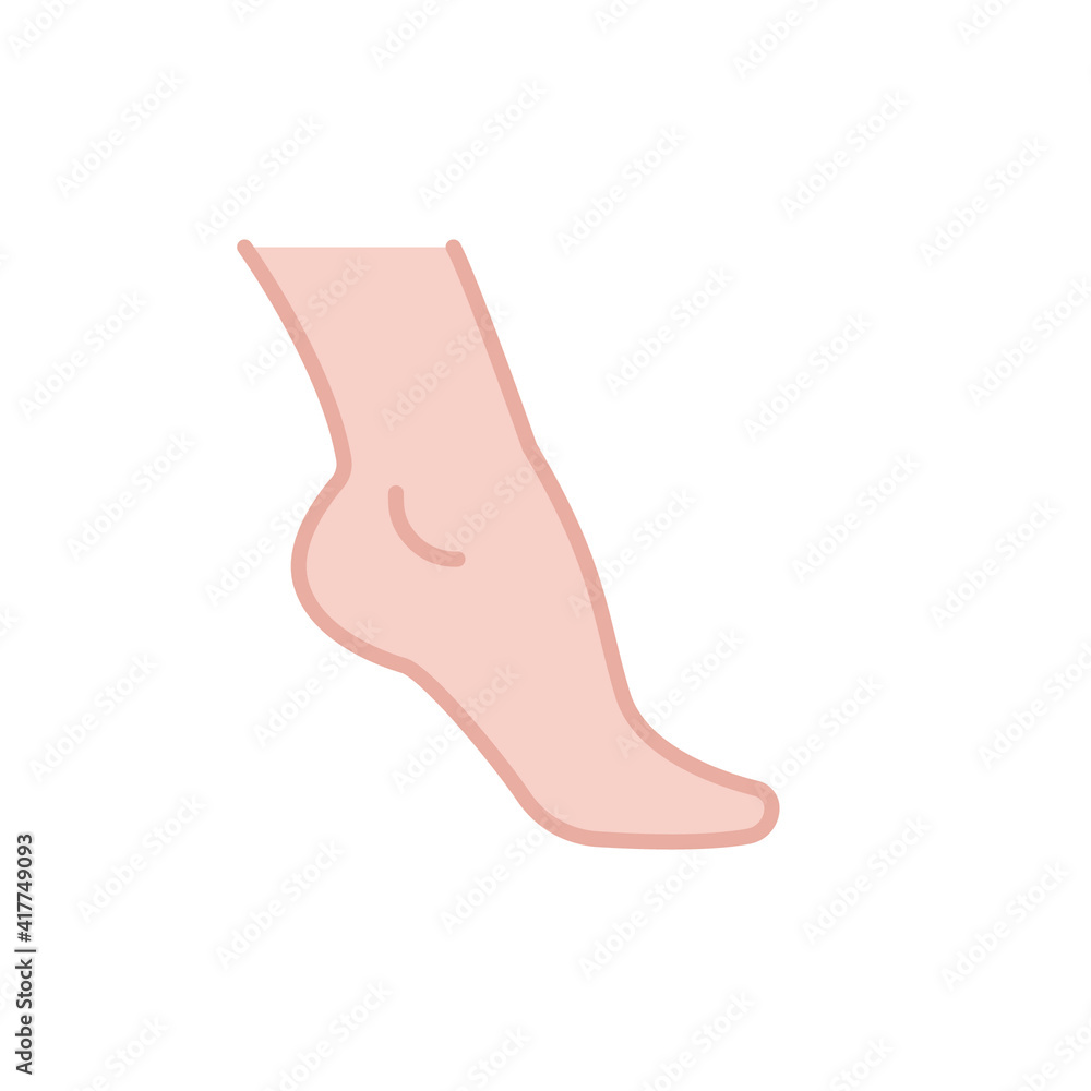 Foot, ankle coloured icon. Filled outline style can be used for web, mobile, ui. Pain, hip, ortho, anatomy, body, care concept. Vector logo illustration isolated on white background. EPS 10. Foot, ankle coloured icon. Filled outline style can be used for web, mobile, ui. Pain, hip, ortho, anatomy, body, care concept. Vector logo illustration isolated on white background. EPS 10.