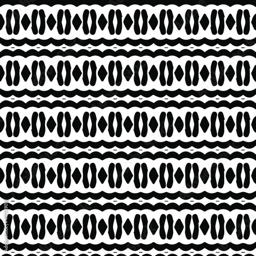  Geometric vector pattern with triangular elements. Seamless abstract ornament for wallpapers and backgrounds. Black and white patterns.. 