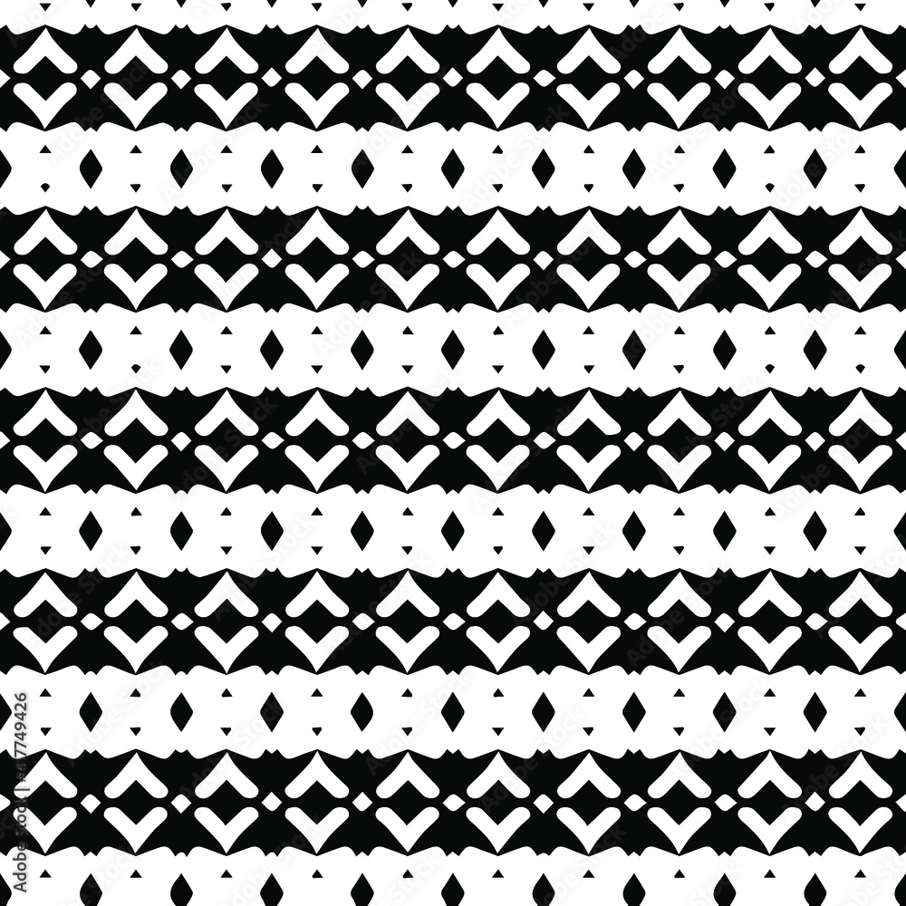 Geometric vector pattern with triangular elements. Seamless abstract ornament for wallpapers and backgrounds. Black and white patterns.. Geometric vector pattern with triangular elements. Seamless abstract ornament for wallpapers and backgrounds. Black and white patterns..