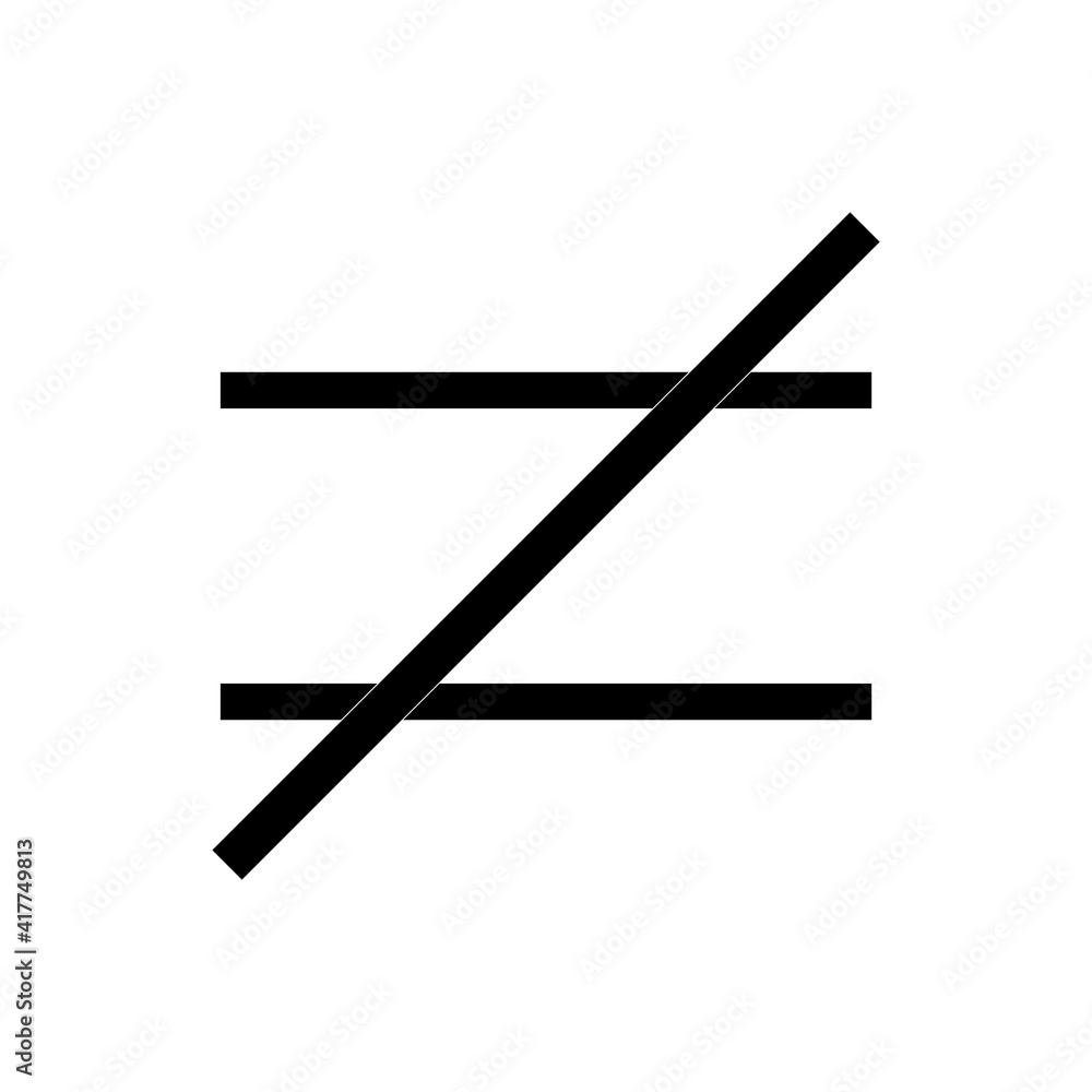 is not equal to icon on white background is not equal to icon on white background