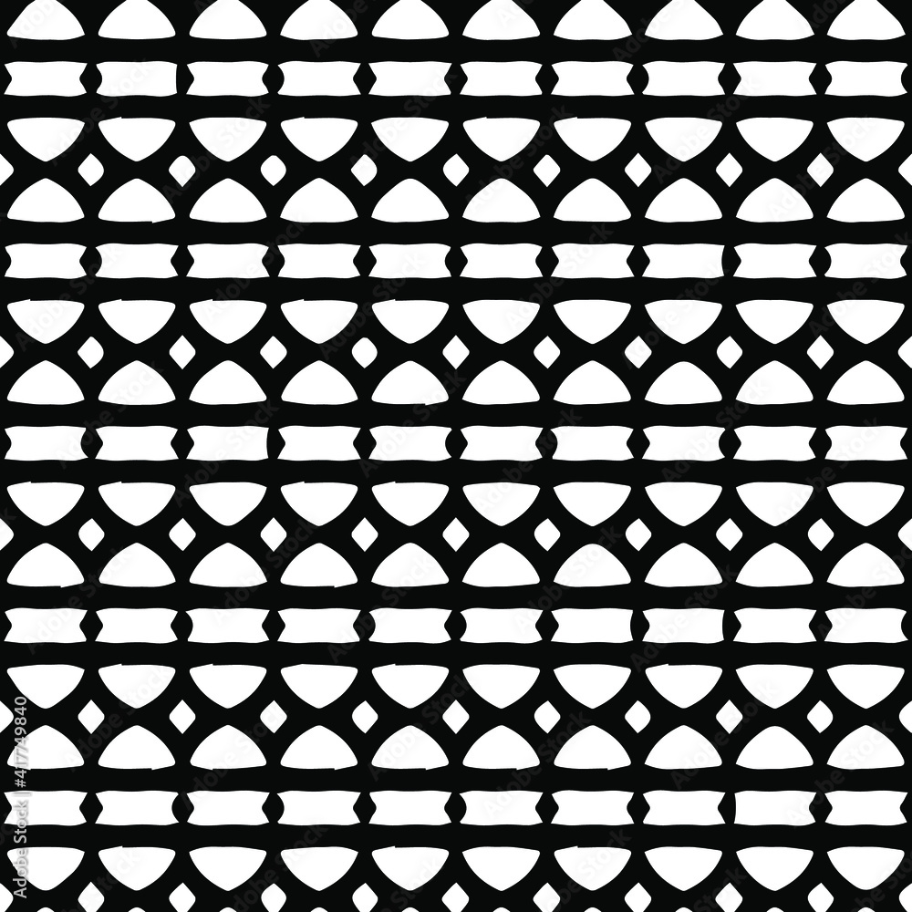 Fototapeta premium Geometric vector pattern with triangular elements. Seamless abstract ornament for wallpapers and backgrounds. Black and white patterns.. 