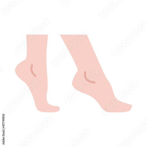 Foot, ankle coloured icon. Flat style can be used for web, mobile, ui. Pain, hip, ortho, anatomy, body, care concept. Vector logo illustration isolated on white background. EPS 10.