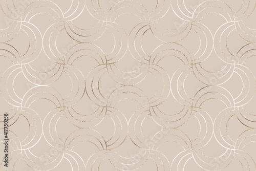 Art deco seamless pattern with gold decorative fan tile.
