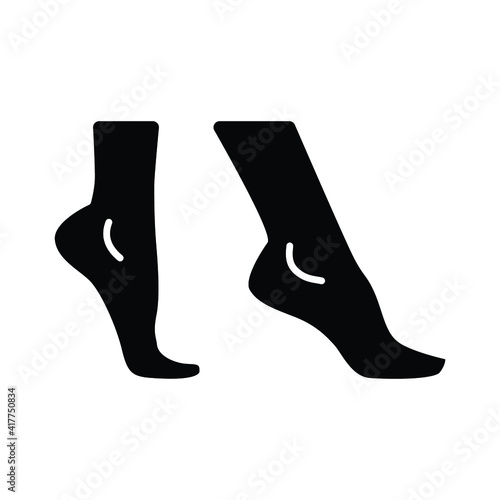 Foot, ankle glyph icon. Solid style can be used for web, mobile, ui. Pain, hip, ortho, anatomy, body, care concept. Vector logo illustration isolated on white background. EPS 10.