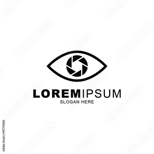 photography logo with eyes and frame icon