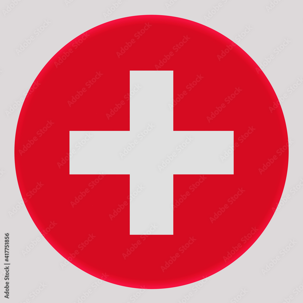 3D Flag of Switzerland on circle 3D Flag of Switzerland on circle