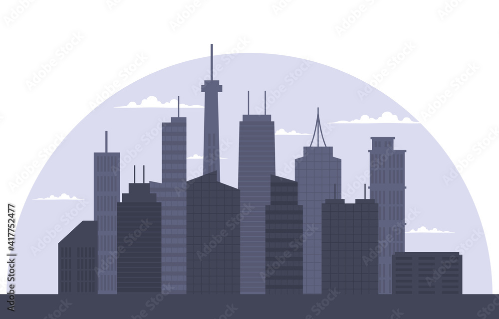 City Building Construction Cityscape Skyline Business Illustration