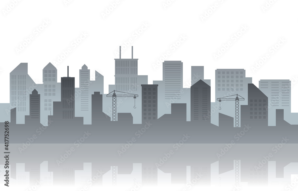 Plakat City Building Cityscape Skyline Business White Background Illustration