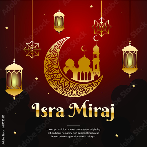 al isra wal mi'raj greeting background template	
