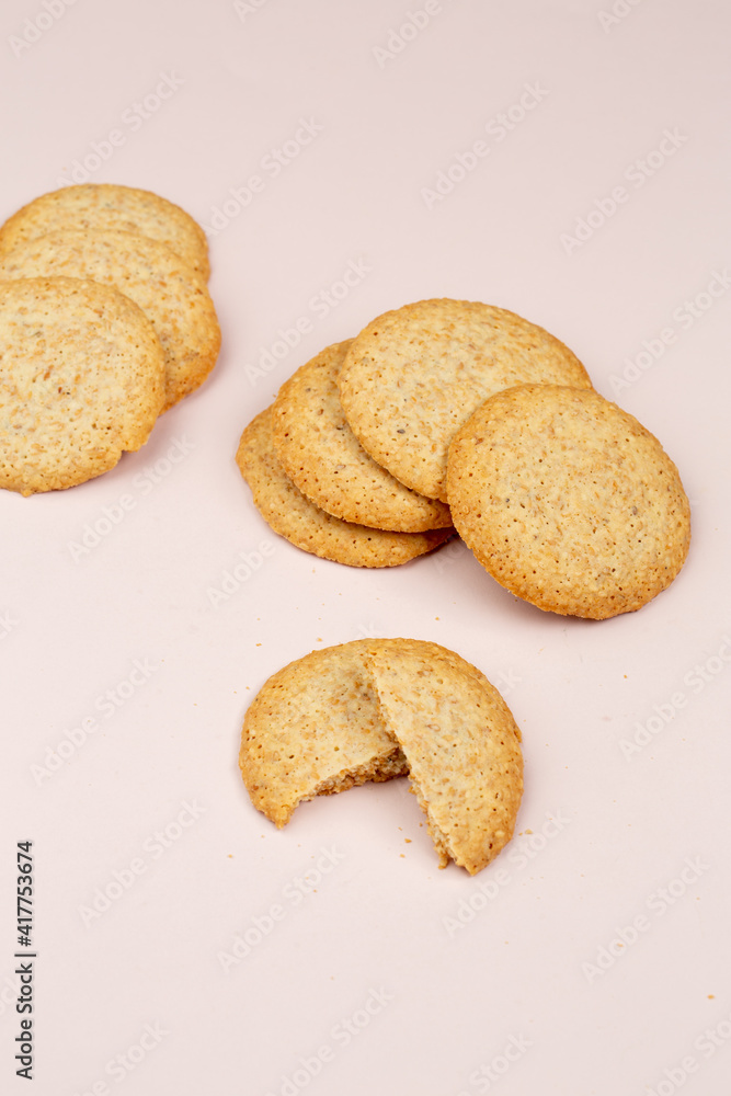 Butter cookies in studio on white background