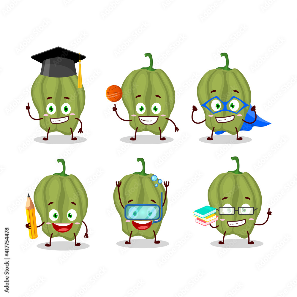 School student of new green hananero cartoon character with various expressions School student of new green hananero cartoon character with various expressions