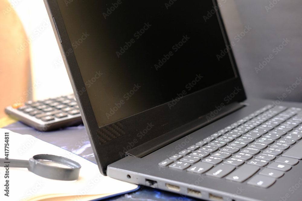 close up laptop computer on table and business idea concept close up laptop computer on table and business idea concept
