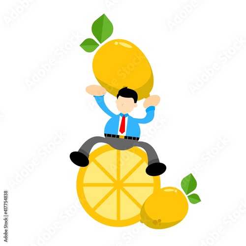 businessman worker and fresh lemon fruit juice cartoon doodle flat design style vector illustration