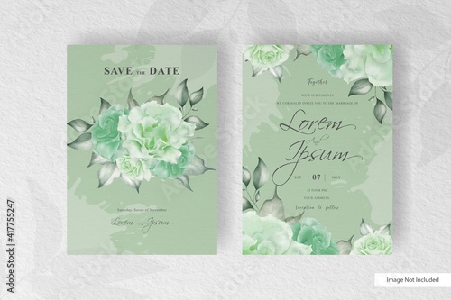 wedding invitation stationery with watercolor floral and splash