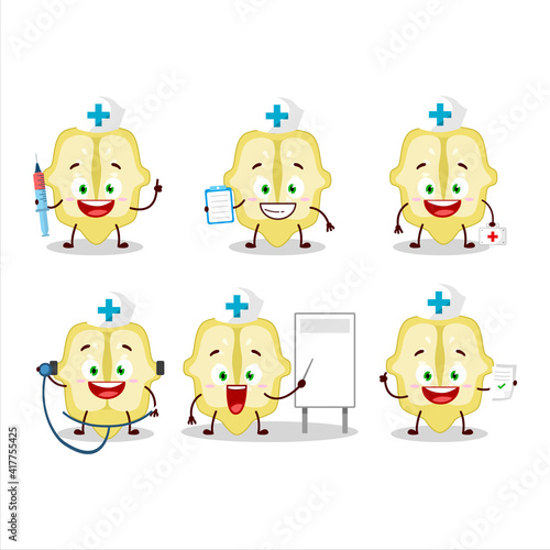 Doctor profession emoticon with slice of patisson cartoon character