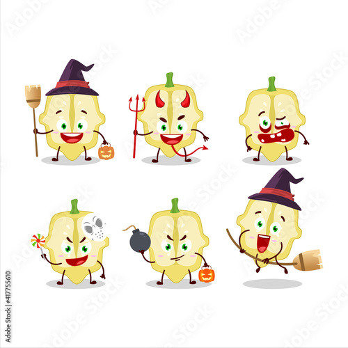 Halloween expression emoticons with cartoon character of slice of patisson