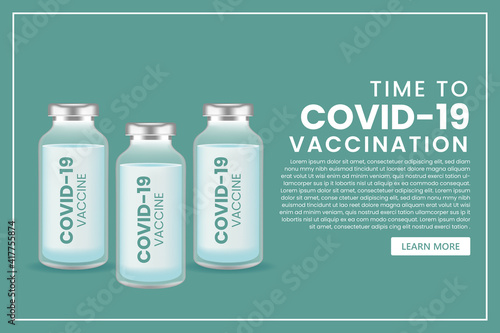 Coronavirus vaccine vector background. Covid-19 corona virus vaccination with vaccine bottle and syringe injection tool for covid-19 immunization treatment.