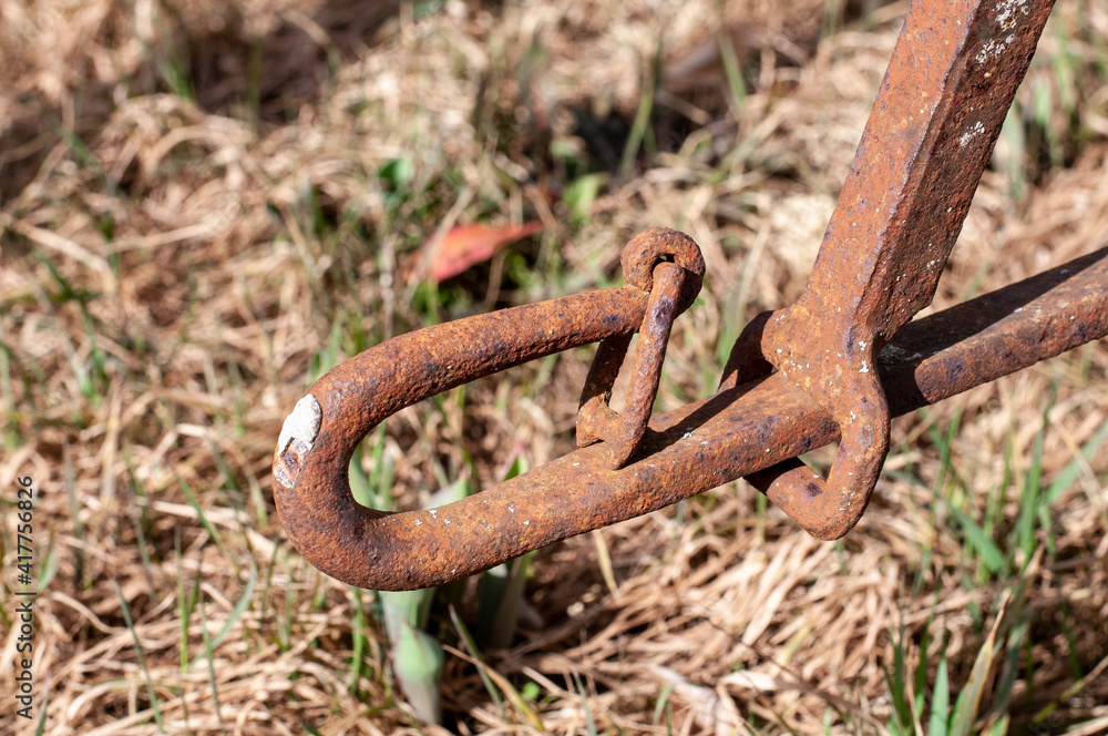the drawbar of an old rusty plough the drawbar of an old rusty plough