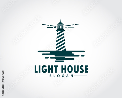 lighthouse art vintage retro logo symbol design illustration inspiration