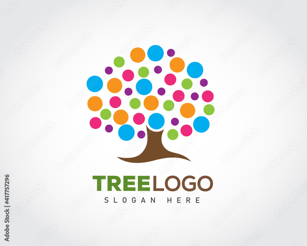 abstract dot tree leaf colorful imagination logo symbol design illustration inspiration