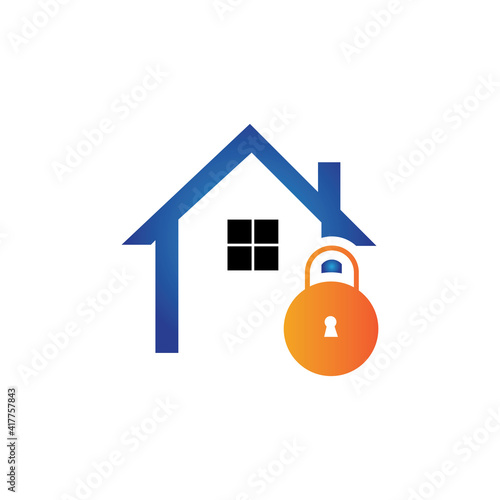 Simple home key icon vector logo