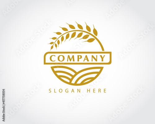 circle wheat agriculture logo symbol design illustration inspiration