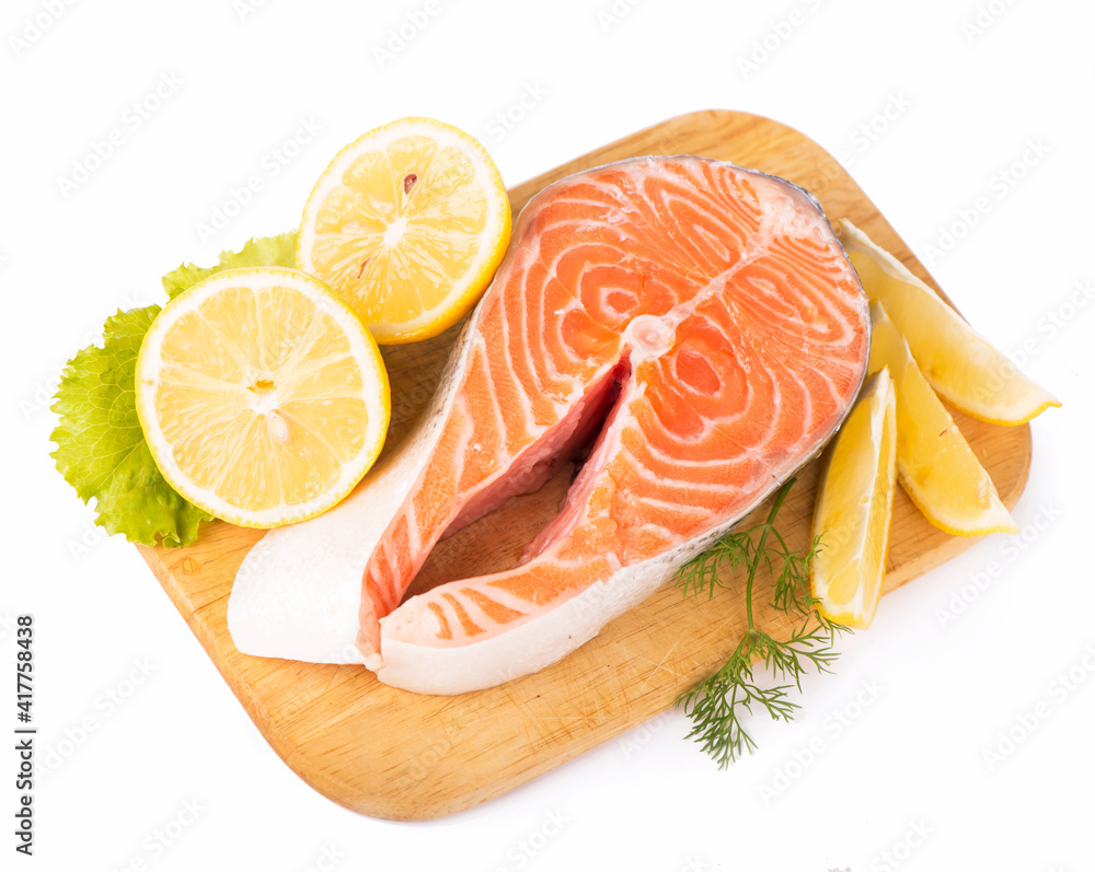 Salmon. Fresh Raw Salmon Red Fish Steak