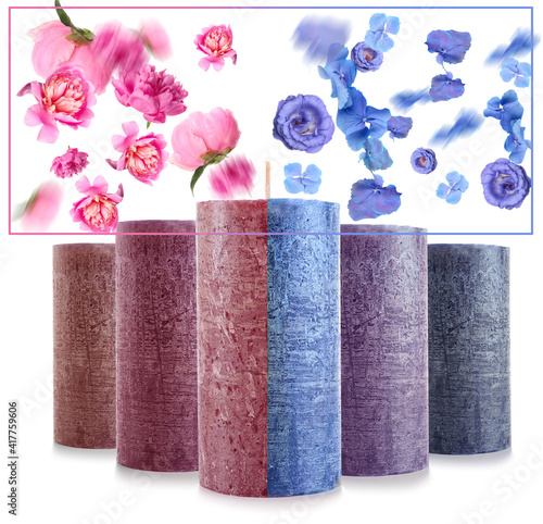 Beautiful candle on white b...