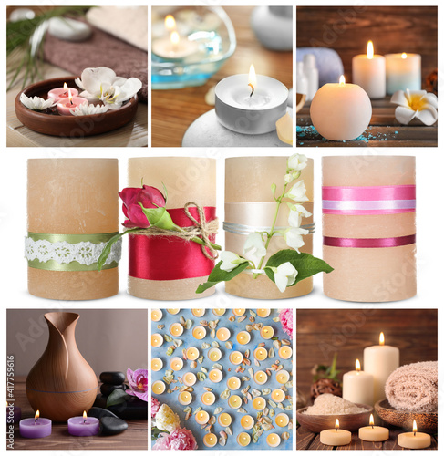 Collage of different aroma candles