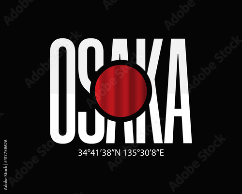 Photography Vector illustration of graphic letters, Osaka, creative clothes, perfect for the design of t-shirts, shirts, hoodies, etc