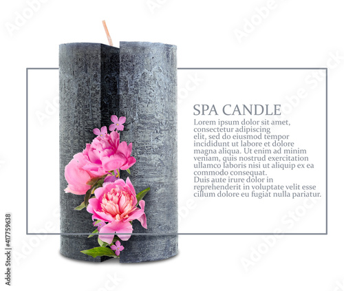 Beautiful candle on white b...