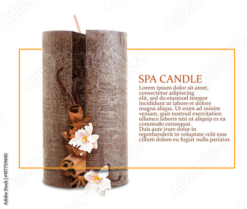 Beautiful candle on white b...