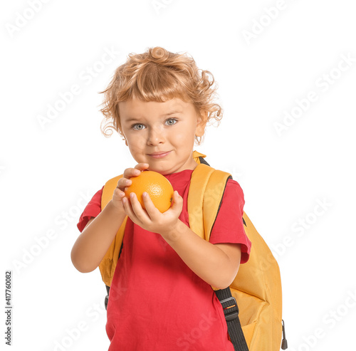 Cute little schoolboy with ...