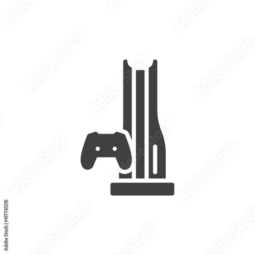Video game console vector icon. filled flat sign for mobile concept and web design. Gamepad and console glyph icon. Symbol, logo illustration. Vector graphics