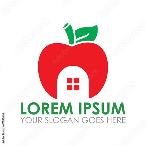 apple house vector , organic food logo