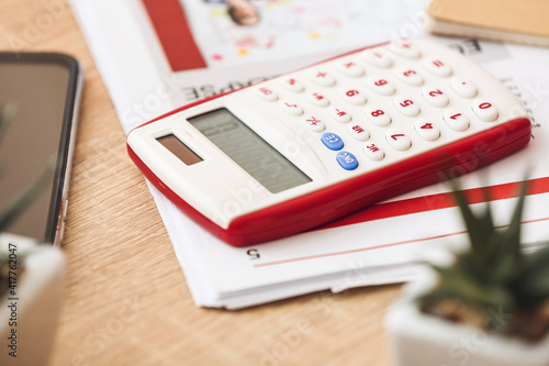 Calculator and documents on...