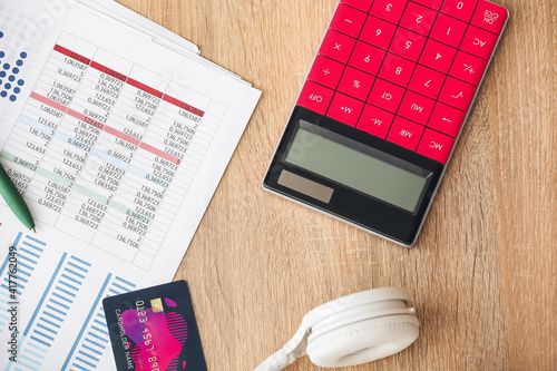 Calculator, documents, cred...