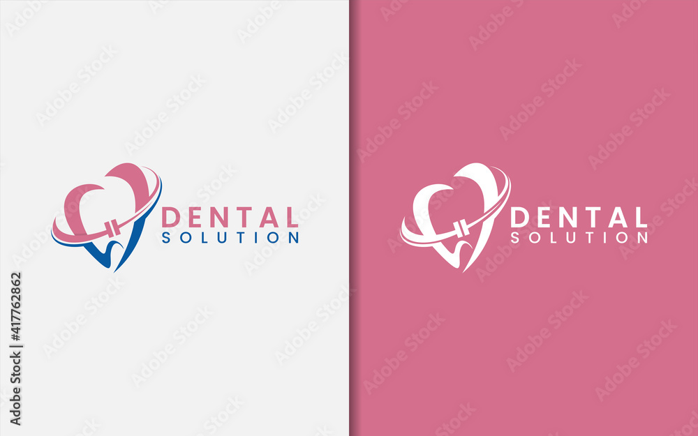 Dental Care Solution Logo Design. Medical Care Logo Illustration.