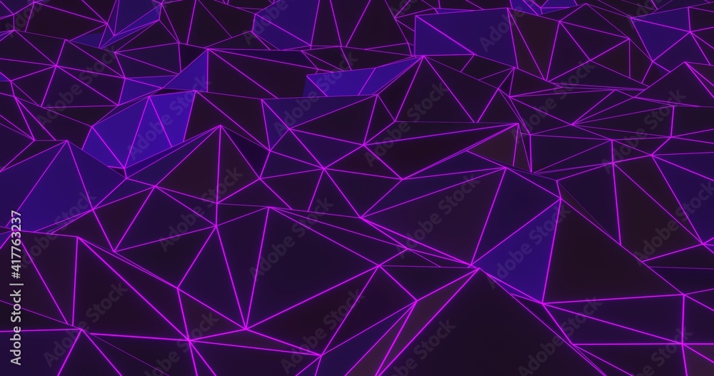 Neon geometric abstract background. 3d render