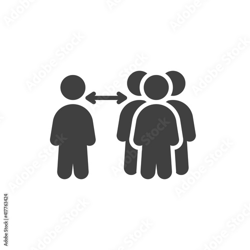 Social distancing at public place vector icon. filled flat sign for mobile concept and web design. Keep safe distance glyph icon. Symbol, logo illustration. Vector graphics