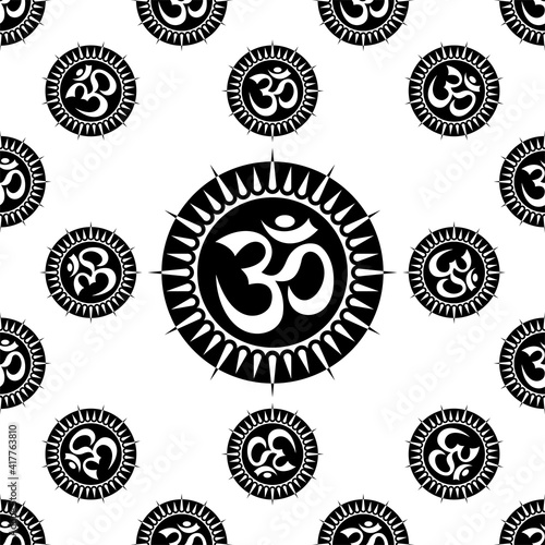 Aum (Om) The Holy Motif Seamless Pattern