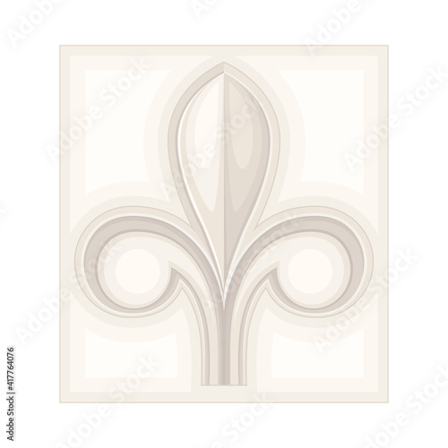 Stone Antique Ornament Carved on Square Shape Vector Illustration