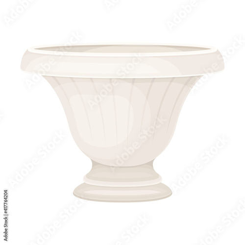 Antique Amphora with Wide Neck and Ornament Closeup View Vector Illustration