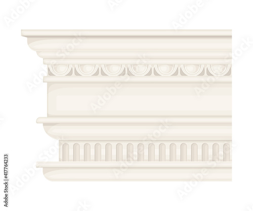 Antique Stone Column or Pillar Element with Ancient Ornament Vector Illustration