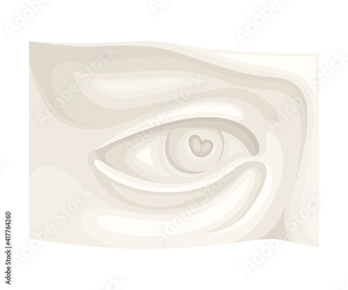 Antique Sculpture or Statue Part with Eye Closeup View Vector Illustration