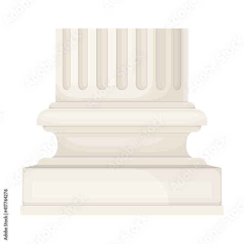 Antique Stone Column or Pillar Element with Pedestal Vector Illustration