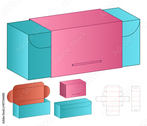 Box packaging die cut template design. 3d mock-up