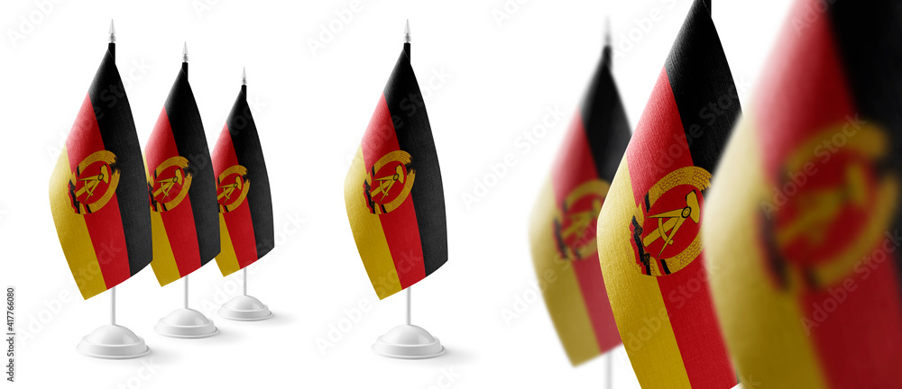 Set of GDR national flags on a white background