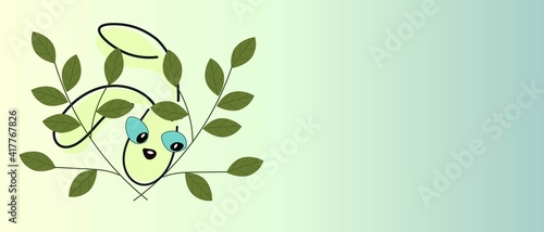 Abstract decorative background with rabbit in the foliage. Vector illustration on with place for text. EPS 10.